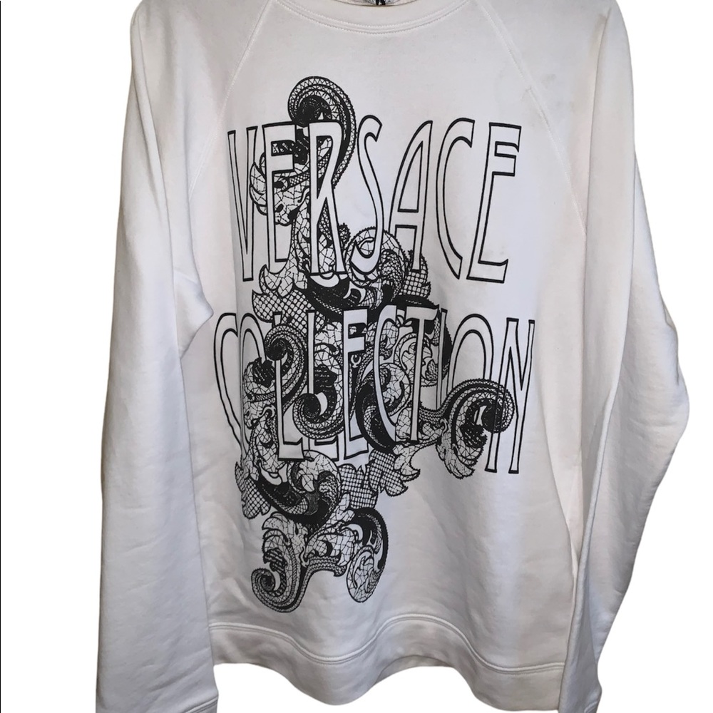 Brand New Versace Collection Mens White Black Dragon Crewneck Pullover Sweater